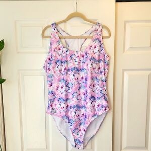 Nicole Miller Floral Pink and Blue Swimsuit
